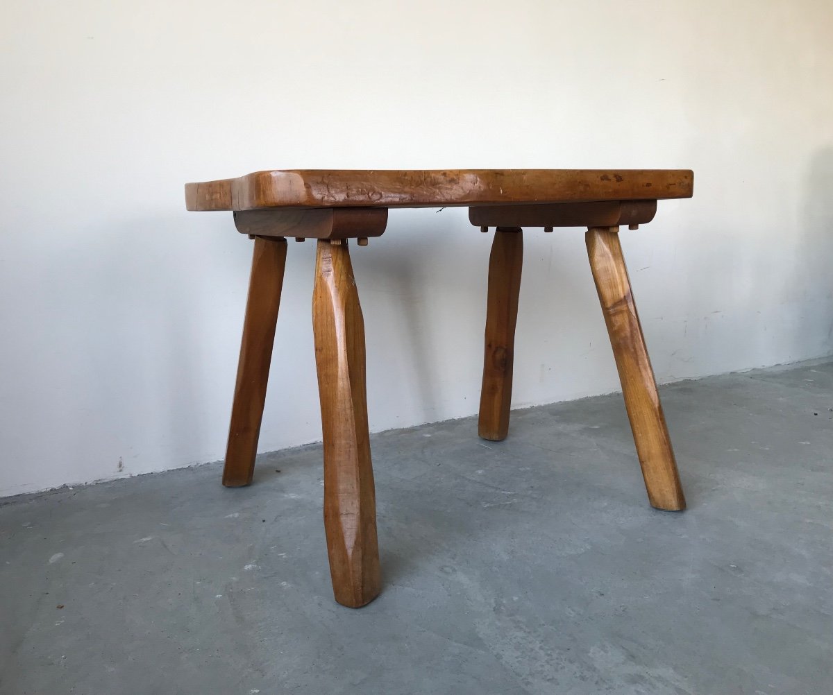 Brutalist Coffee Table In Solid Wood.-photo-6