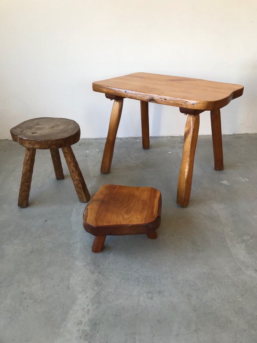 Brutalist Coffee Table In Solid Wood.-photo-7