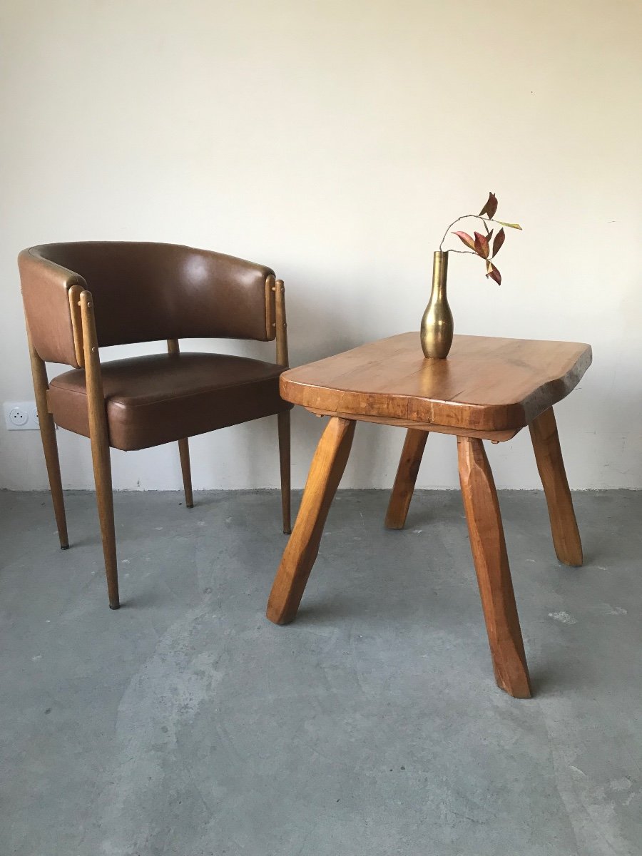 Brutalist Coffee Table In Solid Wood.-photo-8