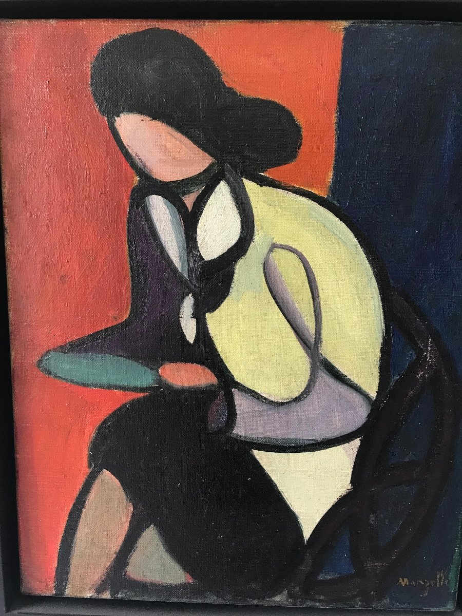 Jean Marzelle (1916-2005),  Femme Assise,  Huile Sur Toile.-photo-3