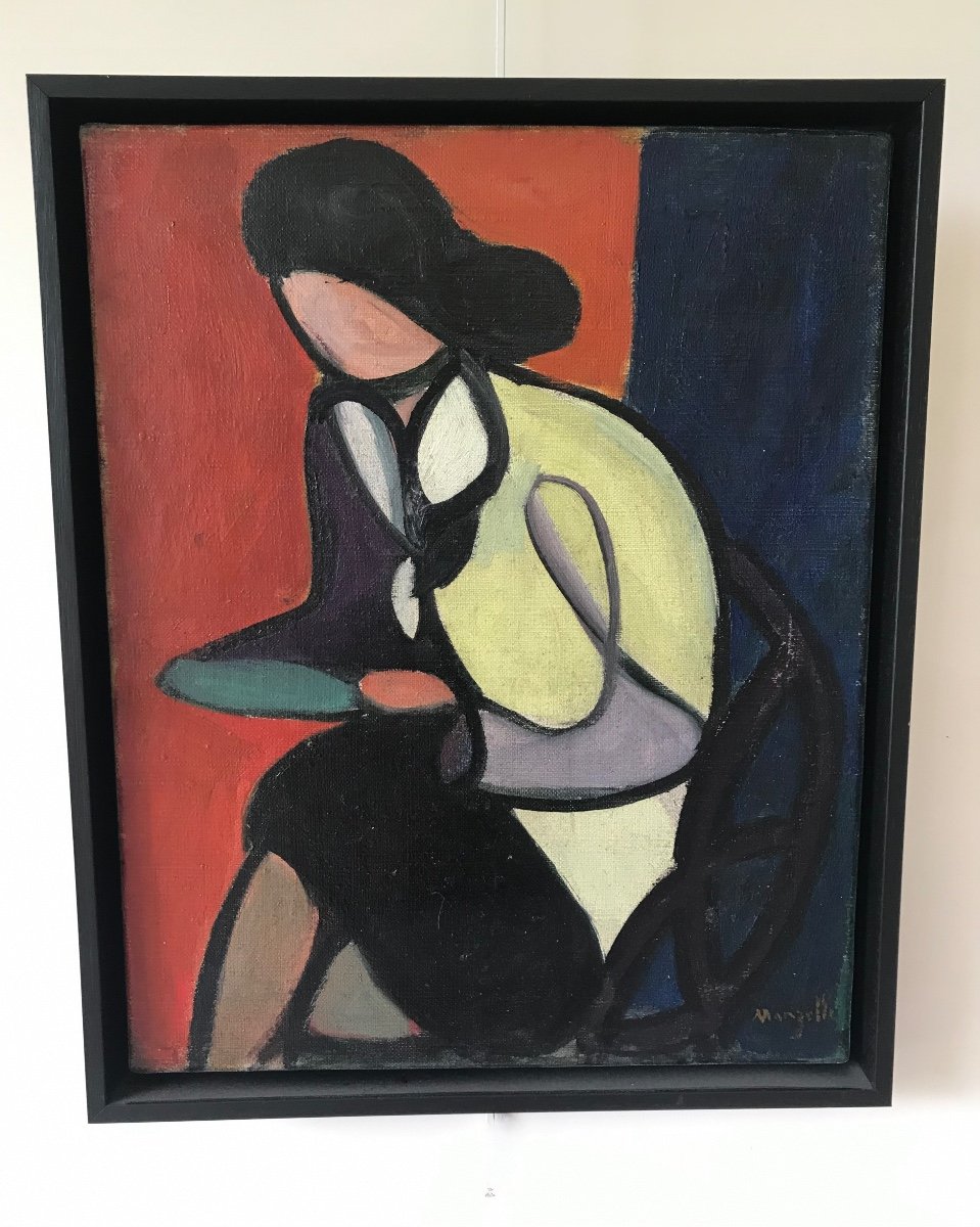 Jean Marzelle (1916-2005),  Femme Assise,  Huile Sur Toile.