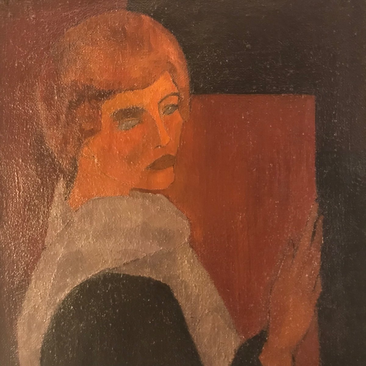 Portrait de femme, Ecole française du XXème siècle, huile sur toile.-photo-4