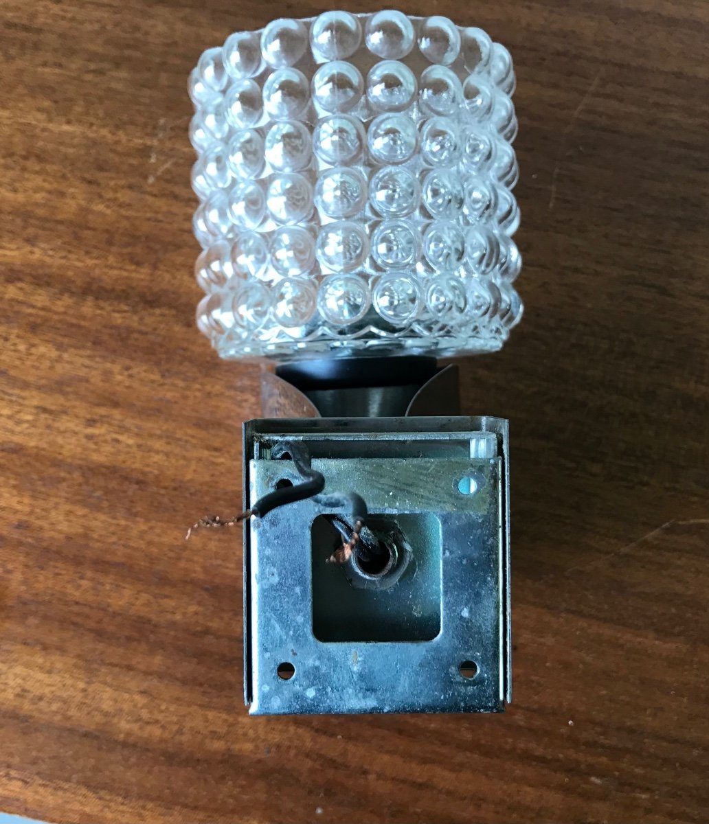 Pair Of Chrome And Glass Wall Lights, Circa 1970.-photo-1