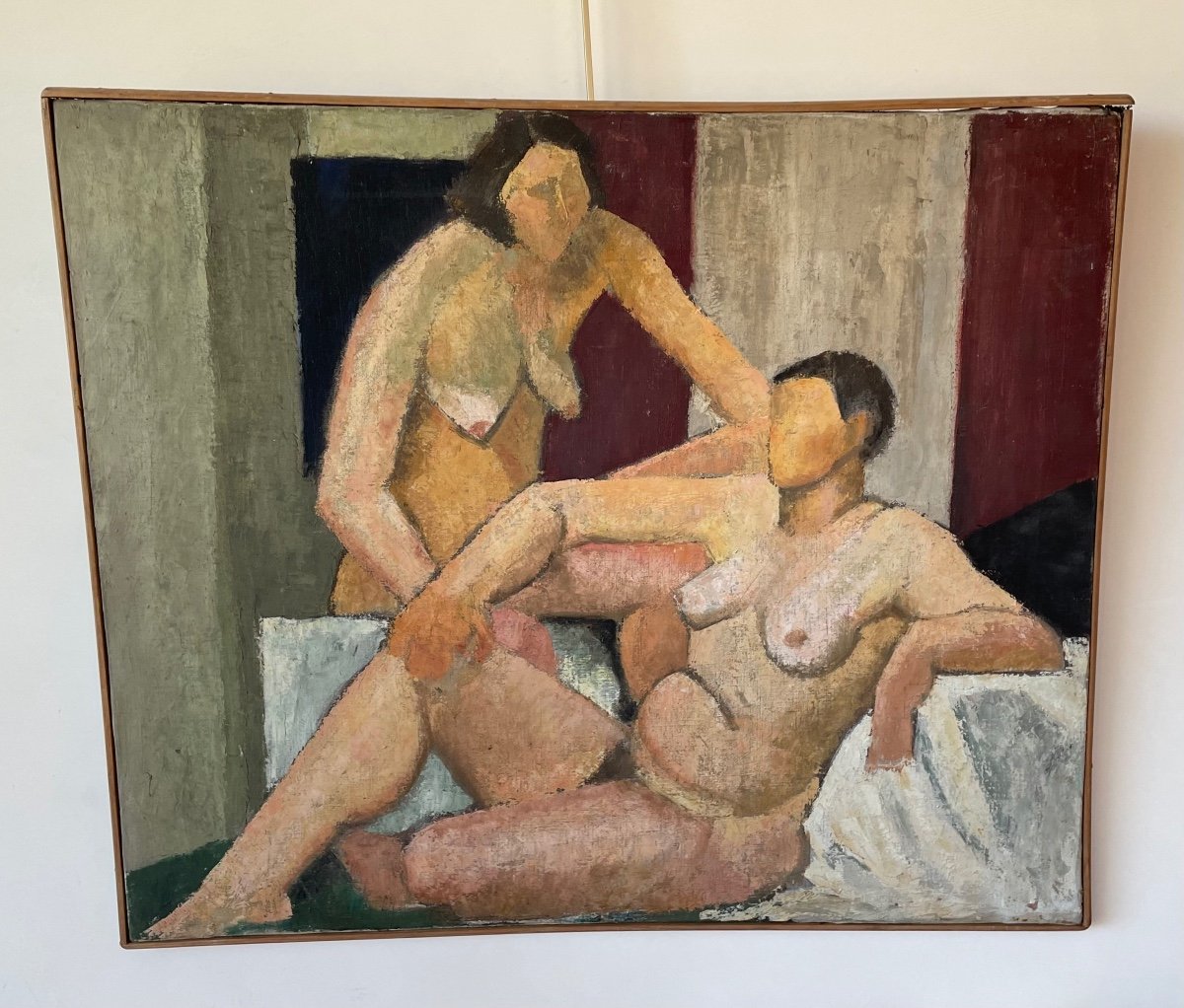 Nudes In An Interior, Oil On Canvas, (in The Style Of Souverbie)-photo-3