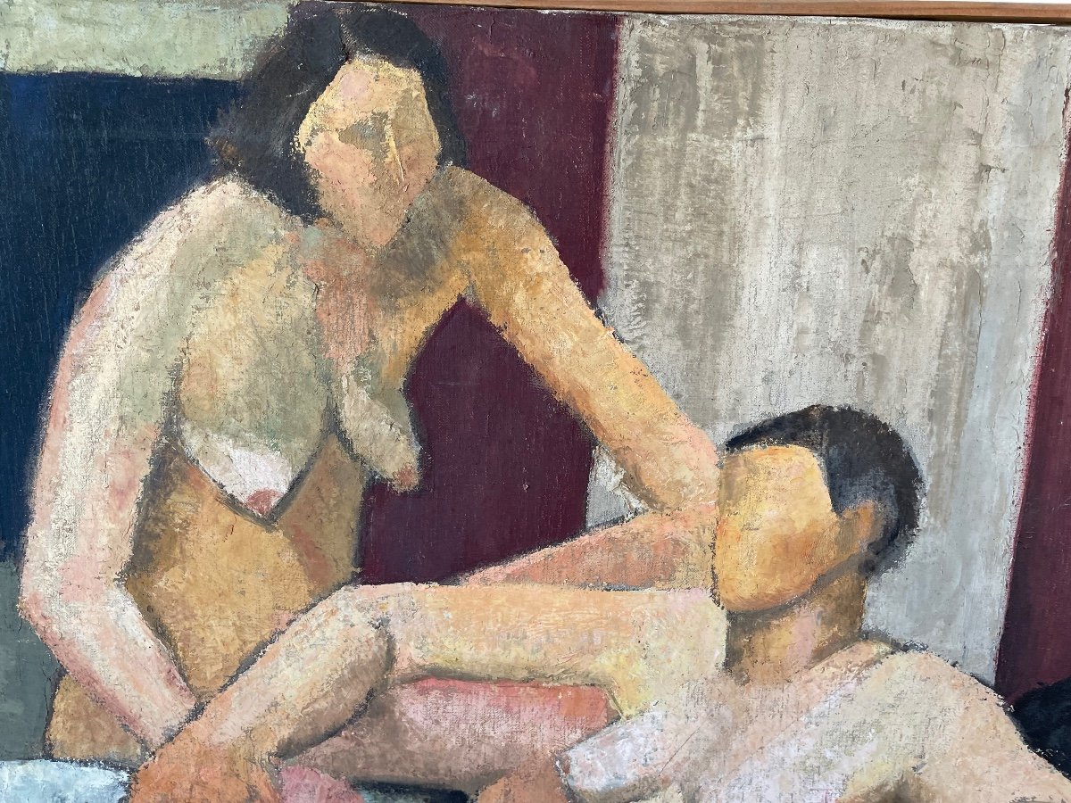 Nudes In An Interior, Oil On Canvas, (in The Style Of Souverbie)-photo-5