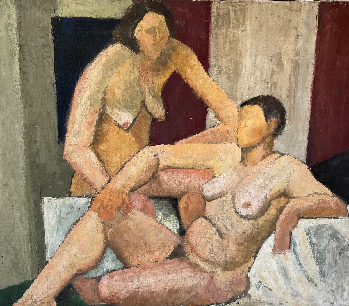 Nudes In An Interior, Oil On Canvas, (in The Style Of Souverbie)