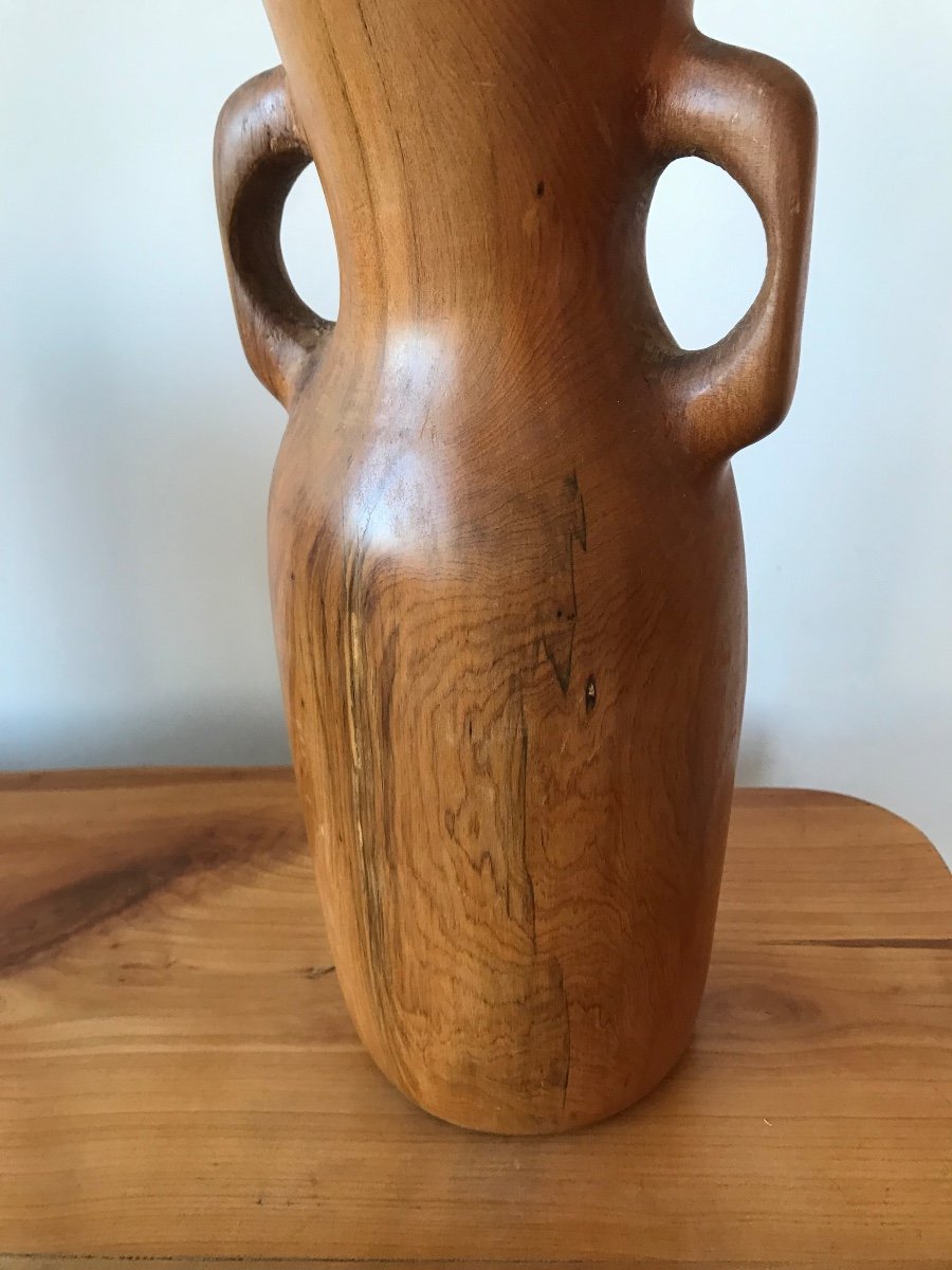 Olive Wood Flower Vase.-photo-2