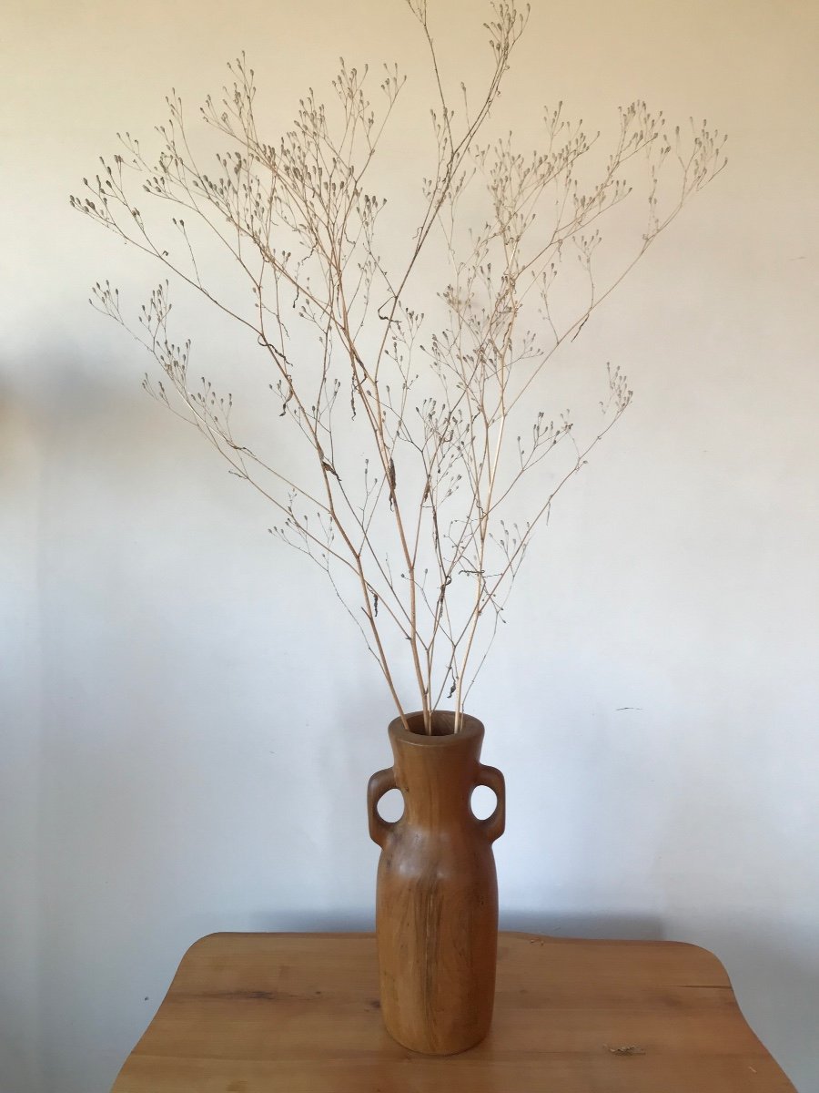 Vase pique-fleurs en bois d'olivier.-photo-4
