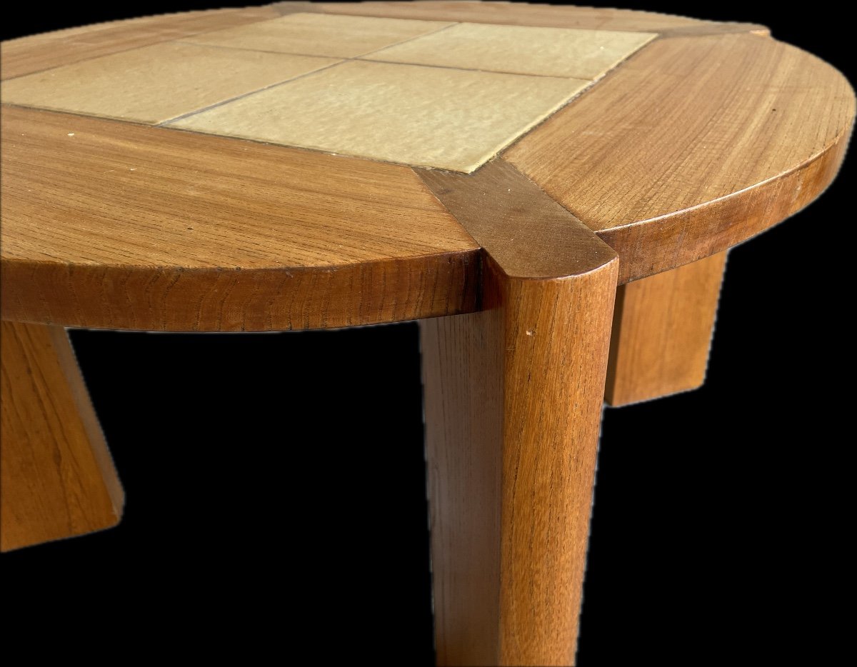 Table basse en orme massif, Maison Regain, vers 1970.-photo-7