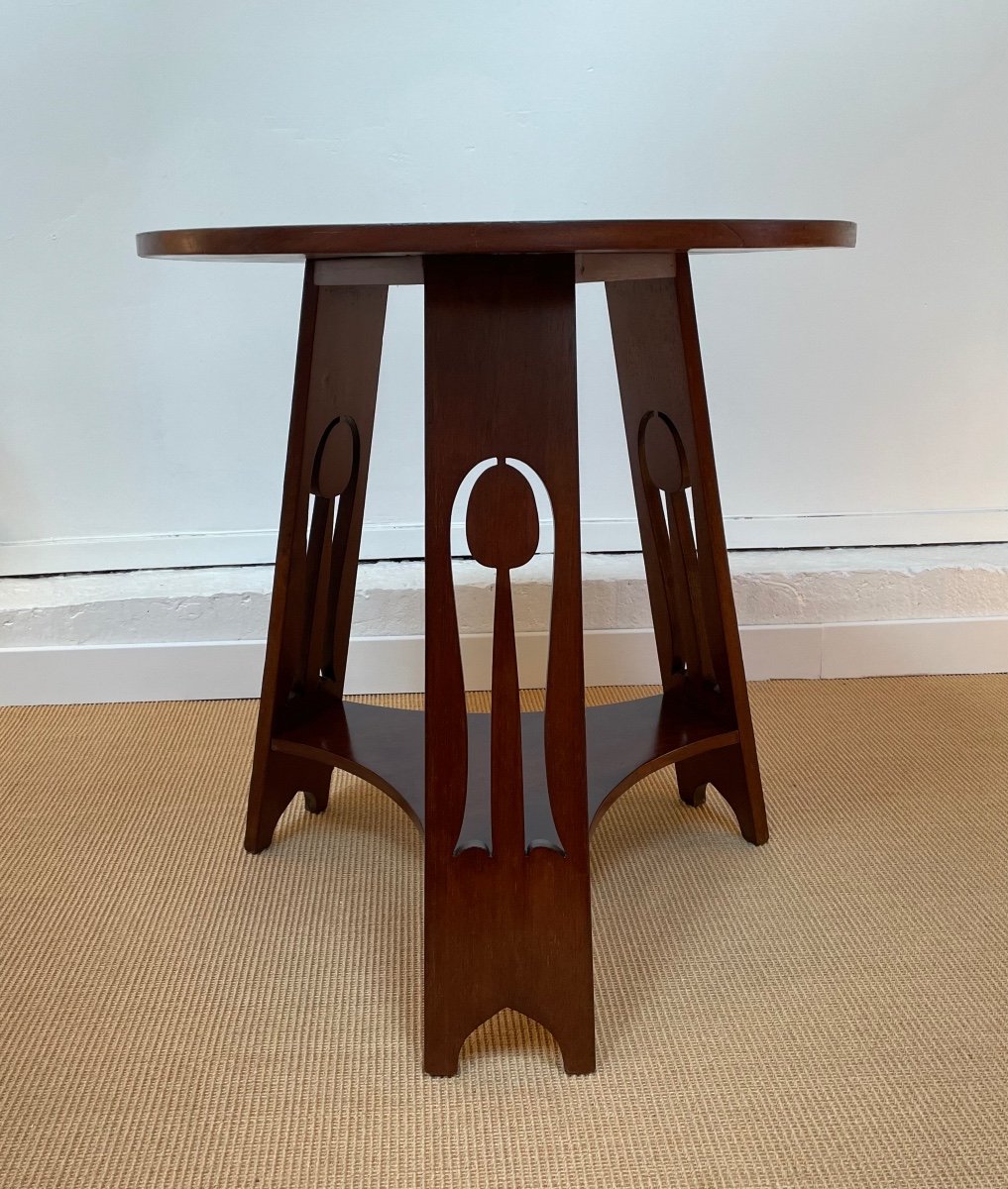 Mahogany Table/mahogany Arts And Crafts Style Pedestal Table.-photo-3