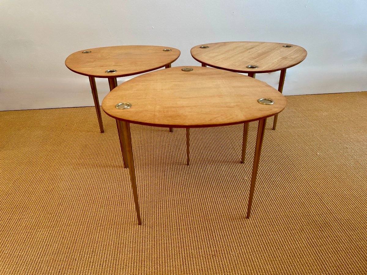 Suite Of 3 "patroy" Nesting Tables By Pierre Cruège For Formes, Circa 1950.-photo-6