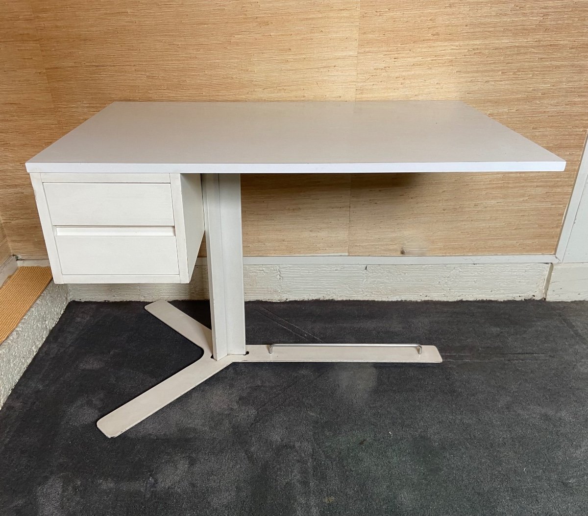 White Melamine Desk Published By Roche&bobois Around 1970.-photo-2