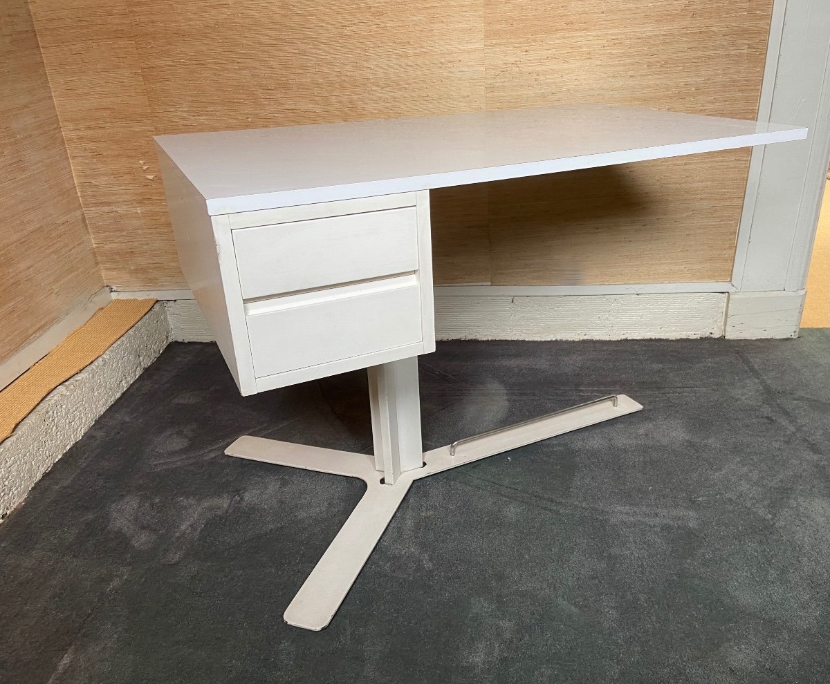 White Melamine Desk Published By Roche&bobois Around 1970.-photo-3