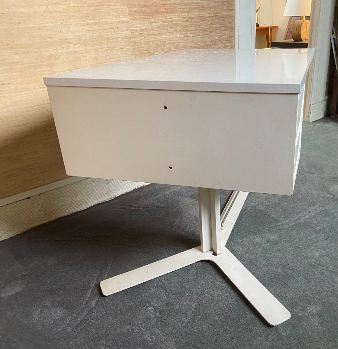 White Melamine Desk Published By Roche&bobois Around 1970.-photo-3