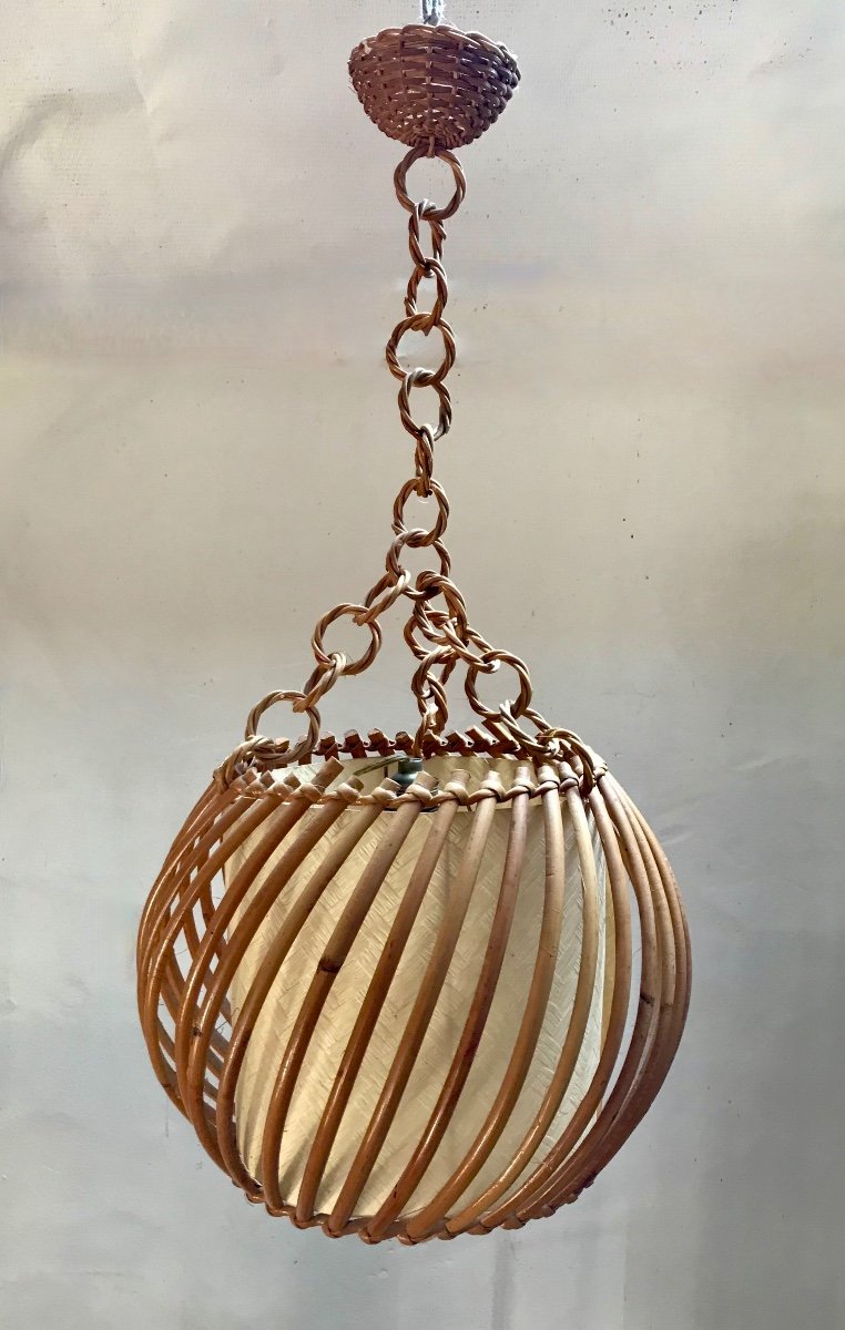 Rattan Pendant Light From The 50s.-photo-2