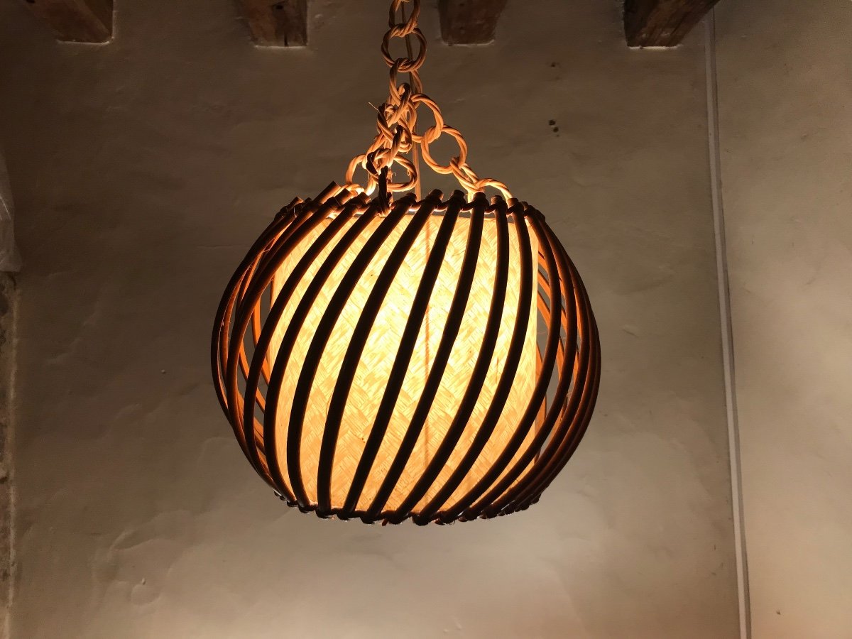 Rattan Pendant Light From The 50s.-photo-3