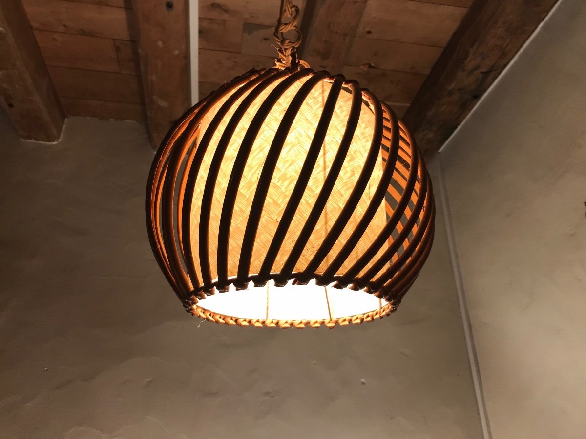 Rattan Pendant Light From The 50s.-photo-4