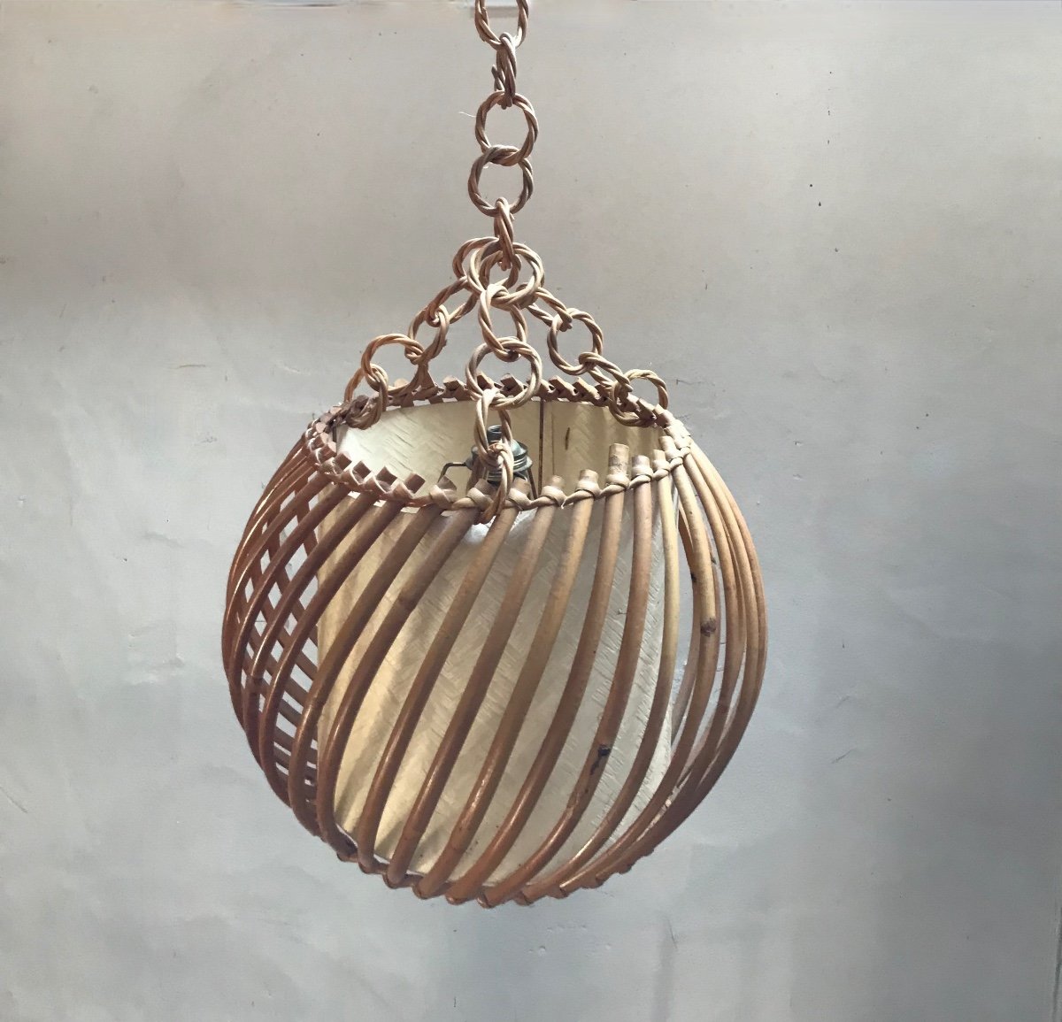 Rattan Pendant Light From The 50s.-photo-1