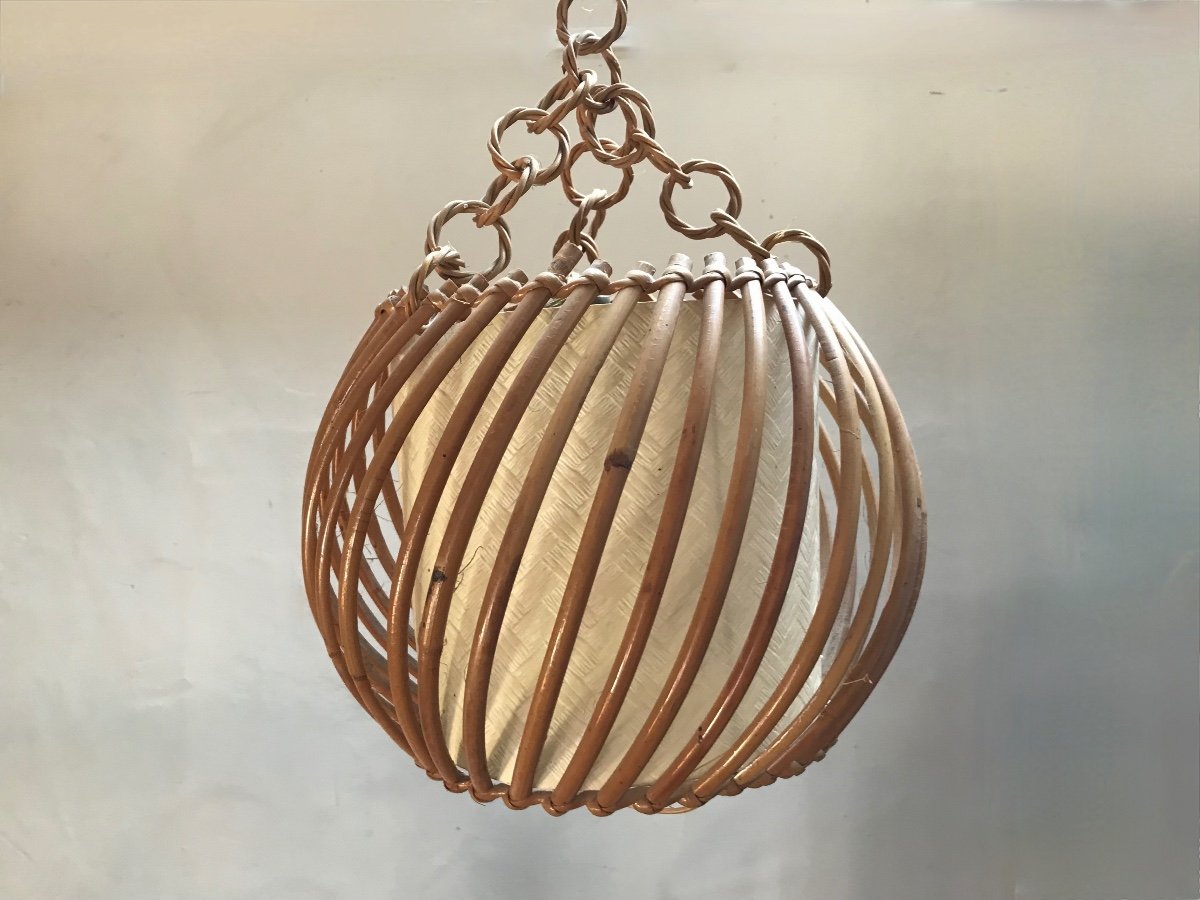 Rattan Pendant Light From The 50s.-photo-2