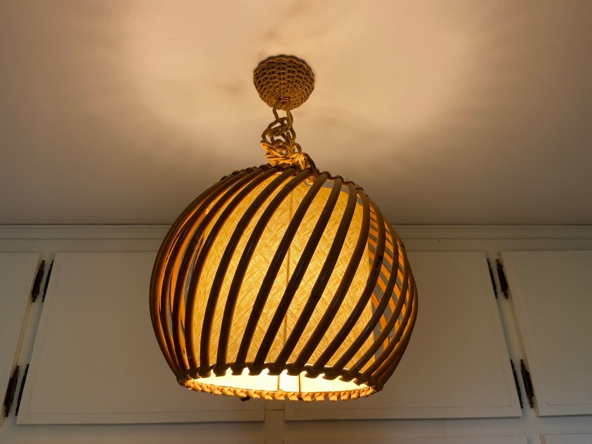 Rattan Pendant Light From The 50s.-photo-4