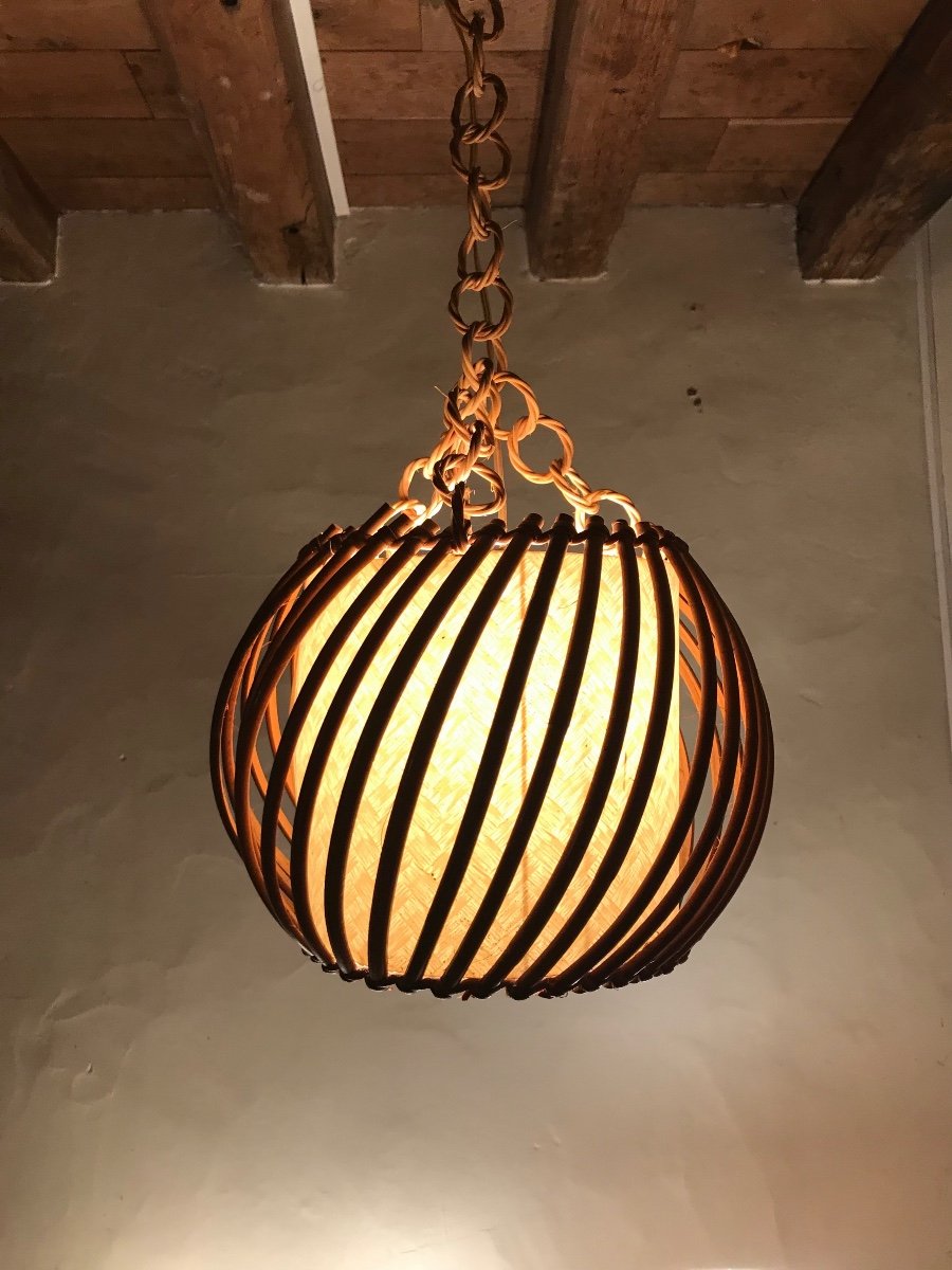 Rattan Pendant Light From The 50s.