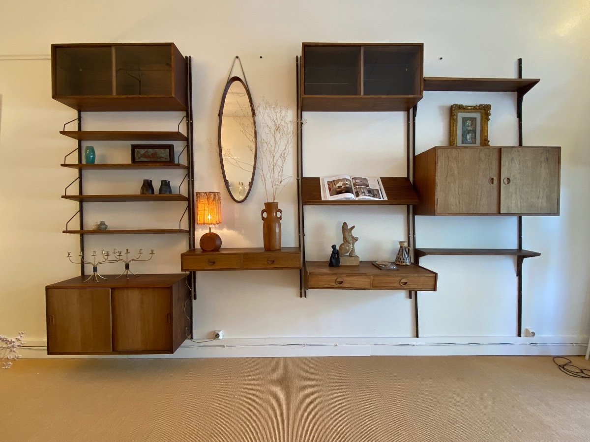 Modular Wall/shelf Unit By Poul Cadovius, Denmark, Circa 1960.