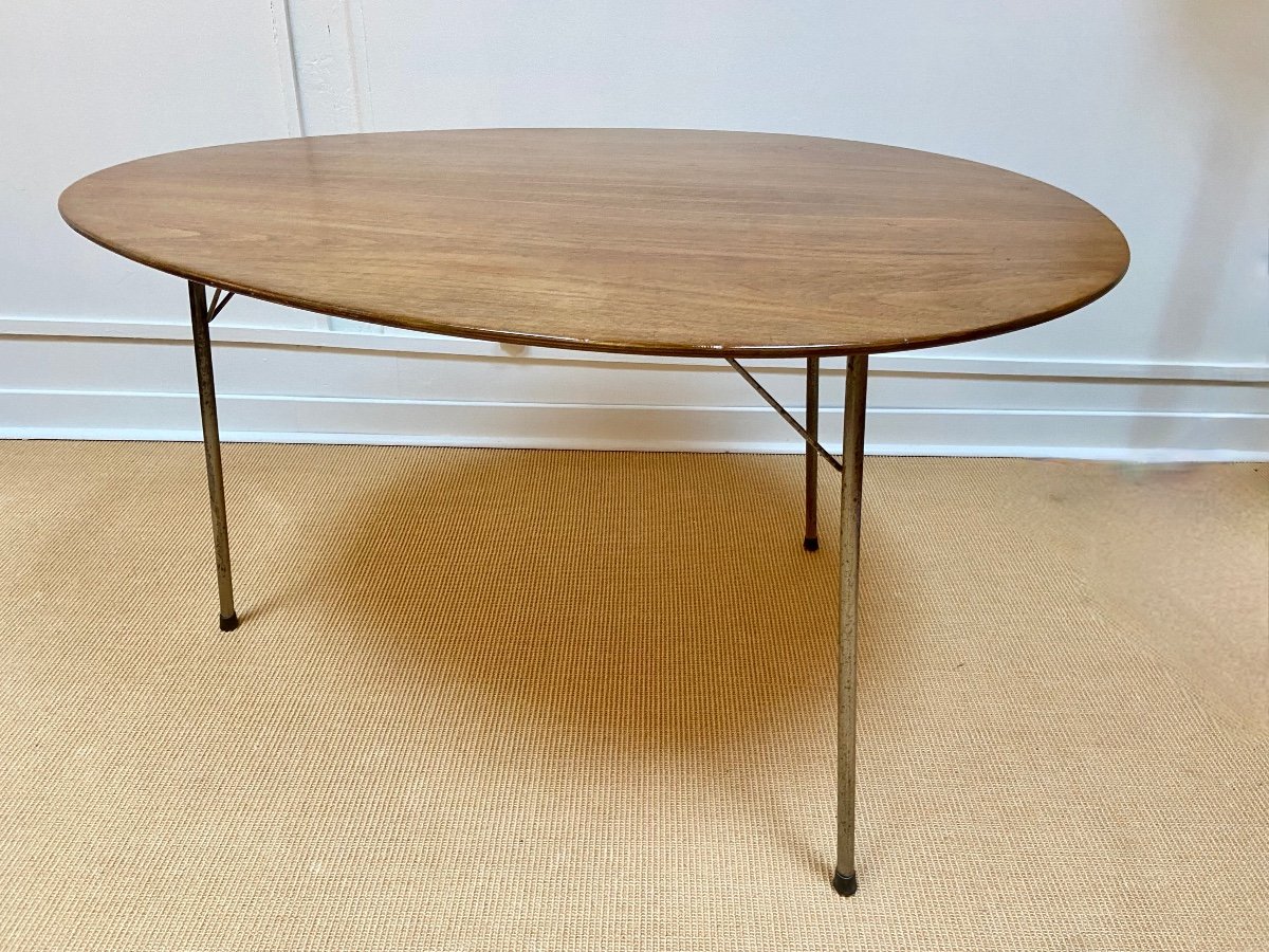 Tripod Teak Table By Arne Jacobsen For Fritz Hansen, Circa 1950.-photo-4