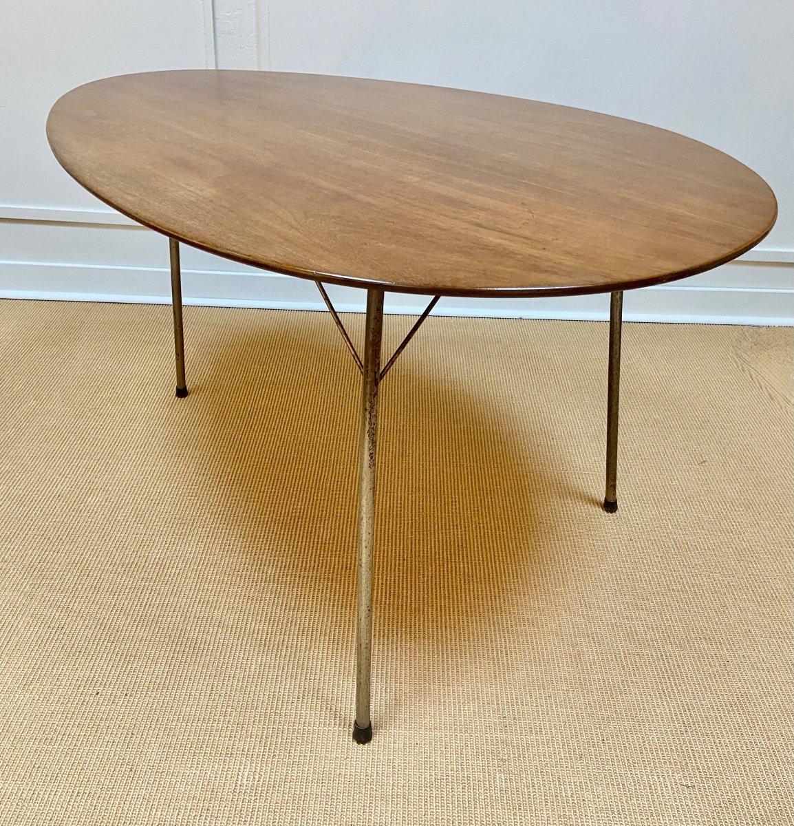 Tripod Teak Table By Arne Jacobsen For Fritz Hansen, Circa 1950.