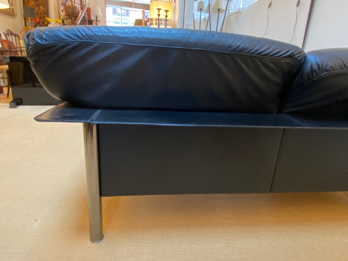 Pair Of Black Leather Sofas Produced By Poltrona Frau, Circa 1980/1990.-photo-1