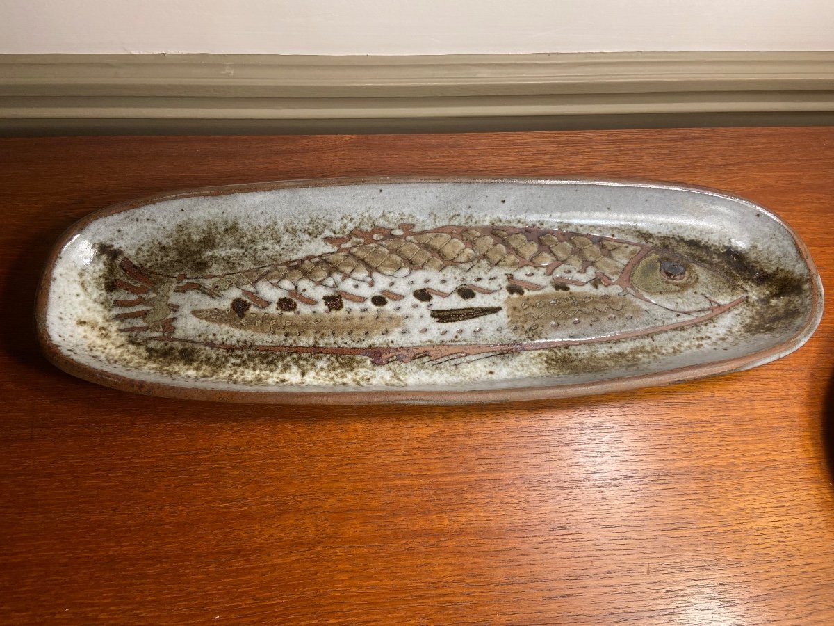 Fish Dish In Enamelled Terracotta.-photo-2