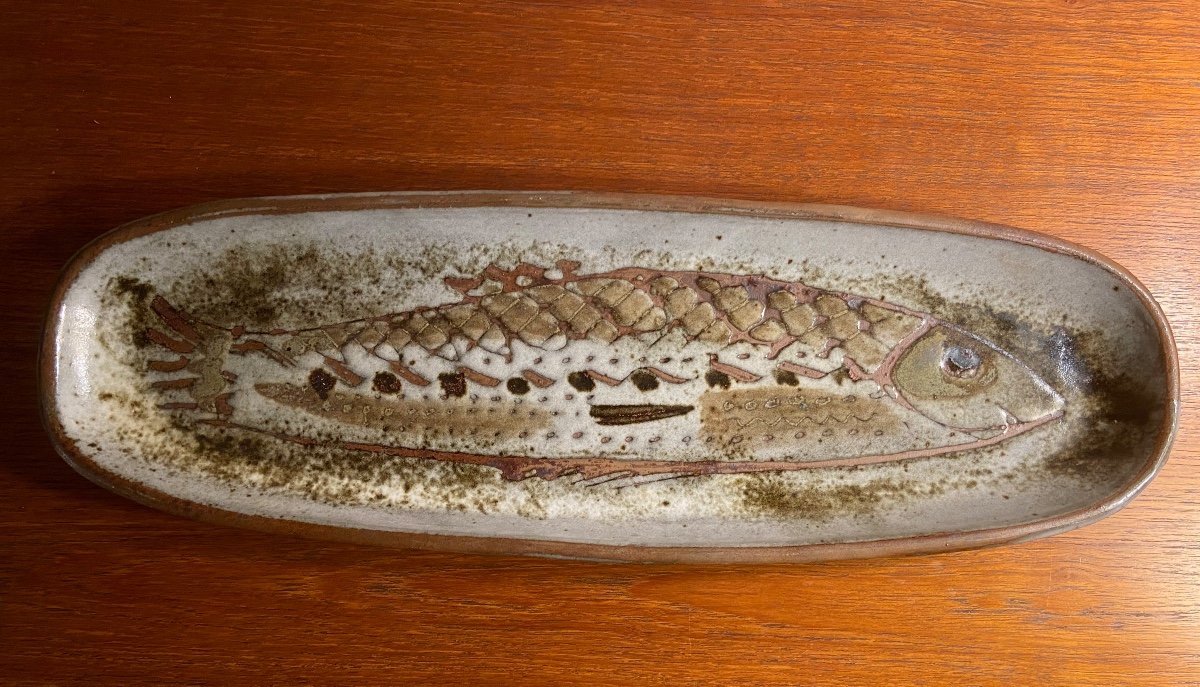 Fish Dish In Enamelled Terracotta.