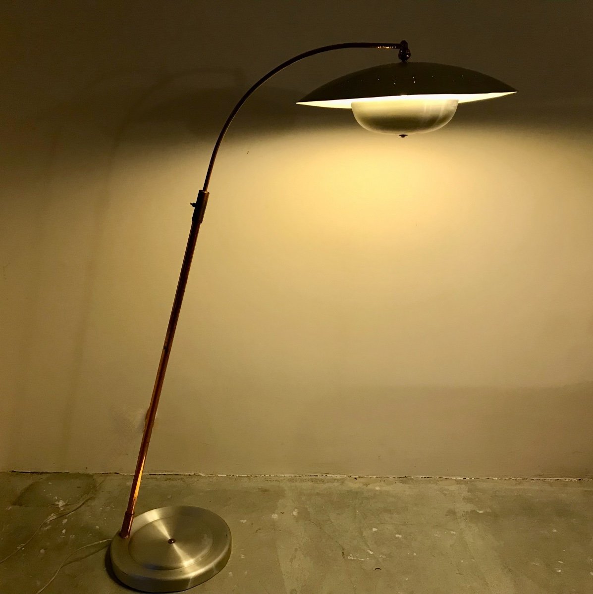 Floor Lamp In Brushed Aluminum And Copper, Circa 1950.-photo-2