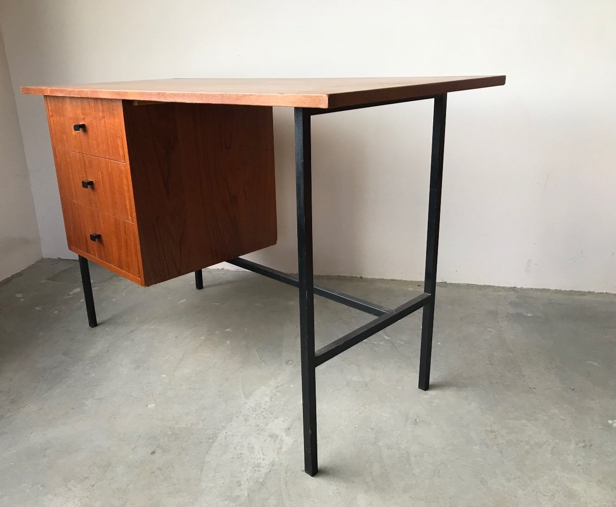 Teak Desk In The Style Of Jacques Hitier, Circa 1950.-photo-2