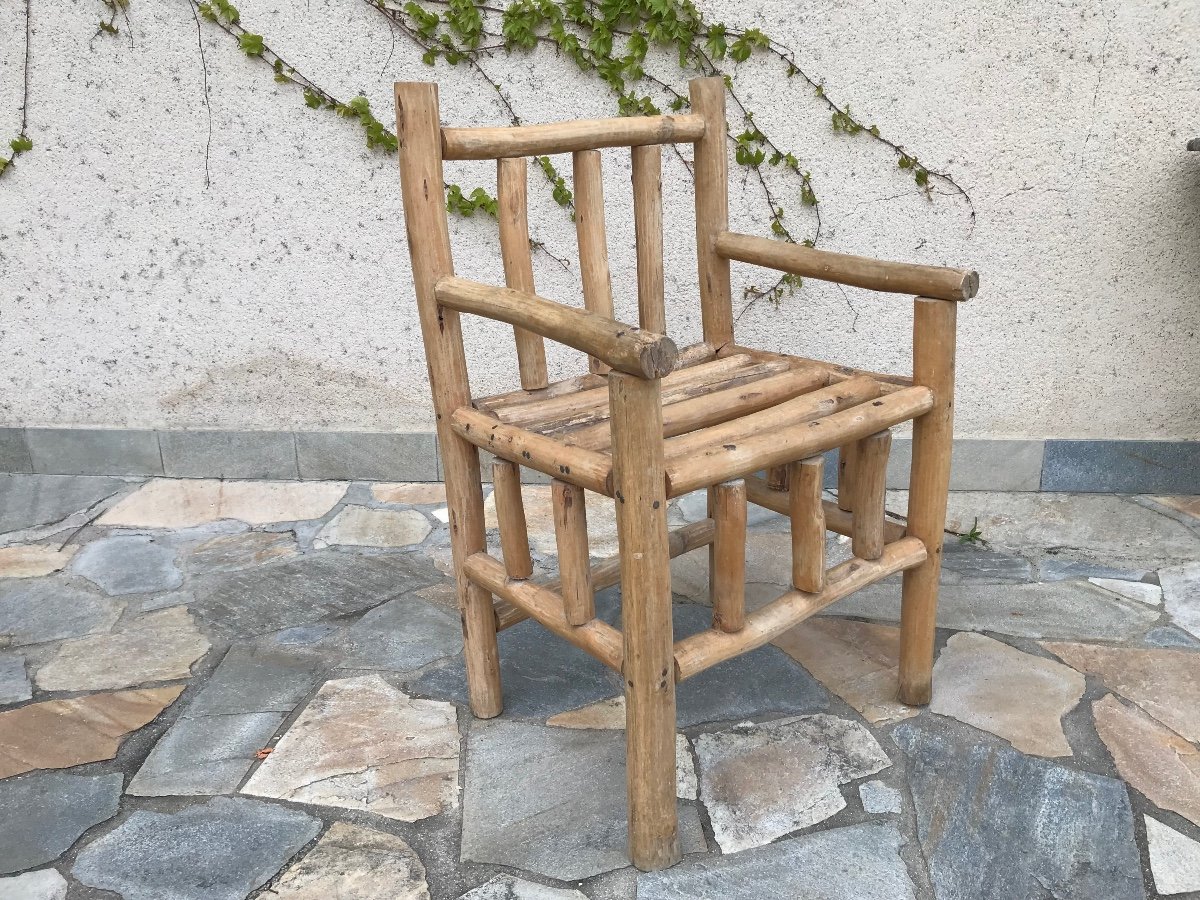 Fauteuil Art-Populaire en bois brut, circa 1950.-photo-2