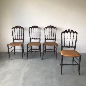 Suite Of 4 Chiavari Chairs, Italy, Circa 1950.