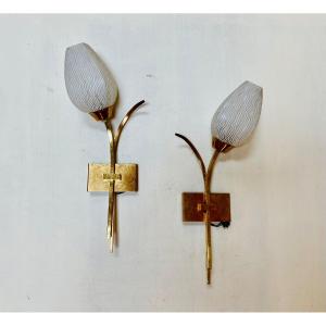 Pair Of 50s Flower Wall Lights.