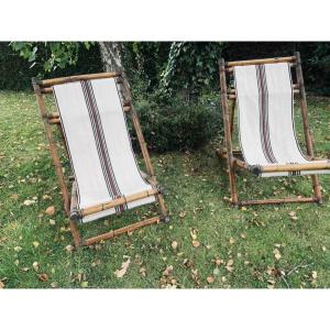 Pair Of Deck Chairs Called "chilean" From The 1900s 