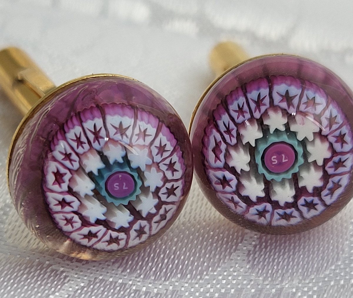 Cristallerie Saint-louis, Pair Of Cufflinks Made With “paperweights”.-photo-4