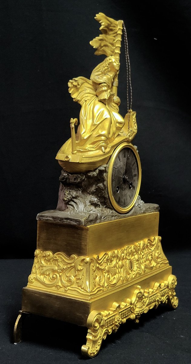 "paul & Virginie" Clock, Gilt And Patinated Bronze, Restoration / Charles X Period-photo-1