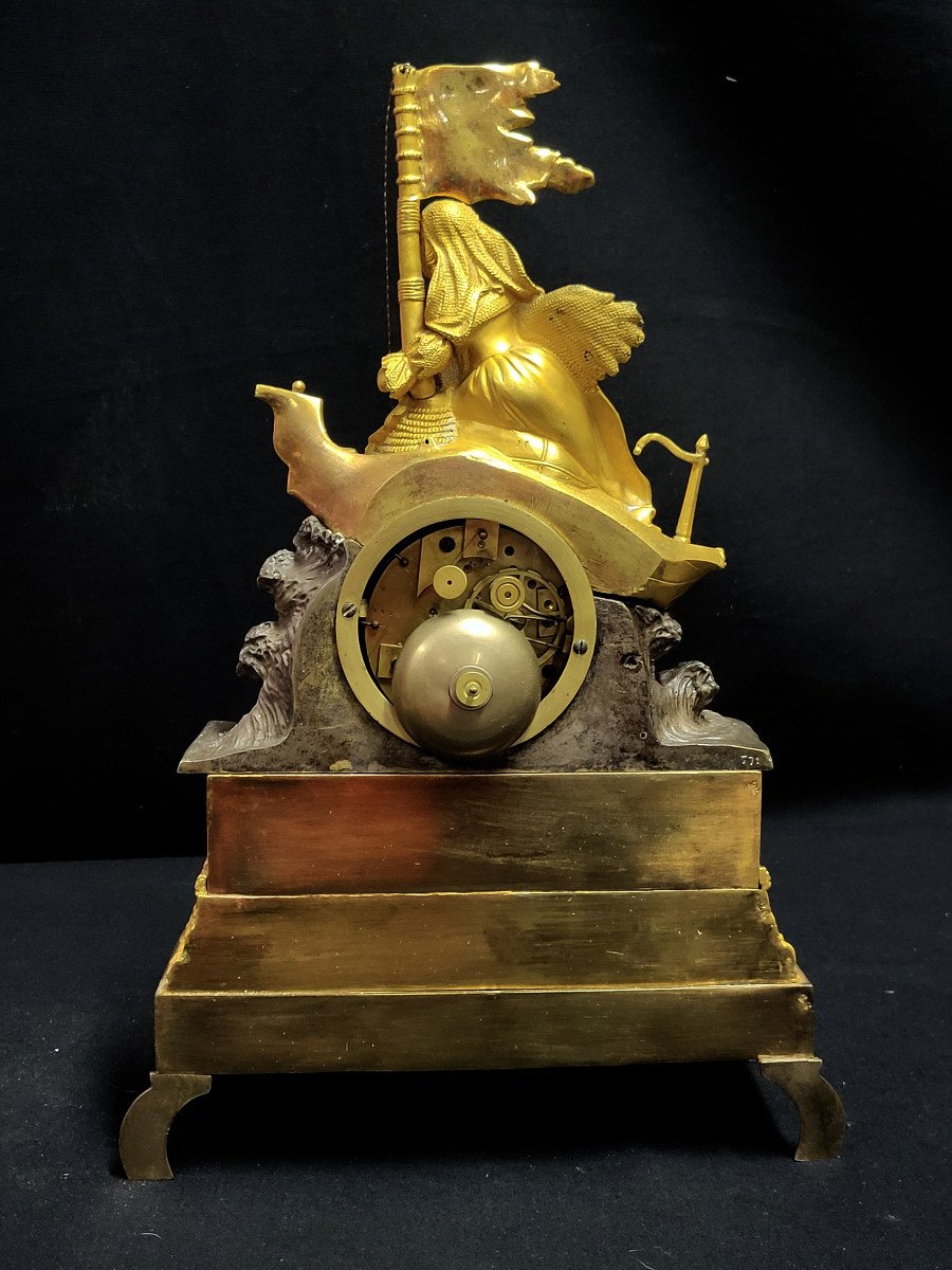 "paul & Virginie" Clock, Gilt And Patinated Bronze, Restoration / Charles X Period-photo-2