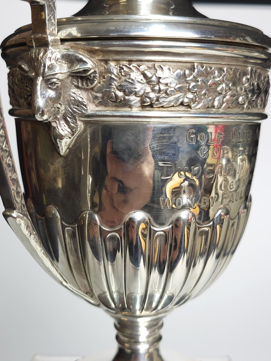 Solid Silver Covered Cup, 1908 Argentina Golf Trophy, Mo Alexander Clark.-photo-2