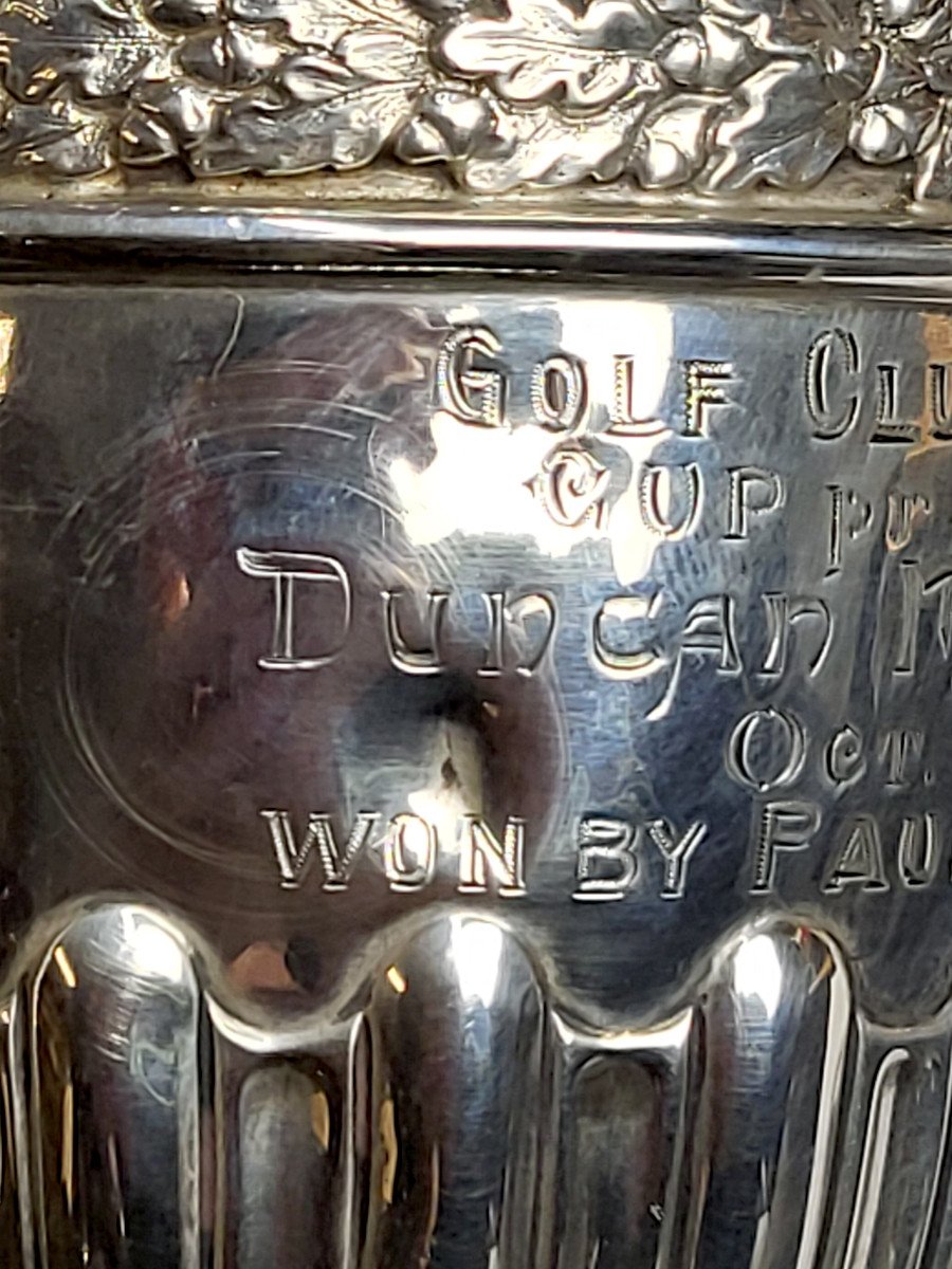 Solid Silver Covered Cup, 1908 Argentina Golf Trophy, Mo Alexander Clark.-photo-2