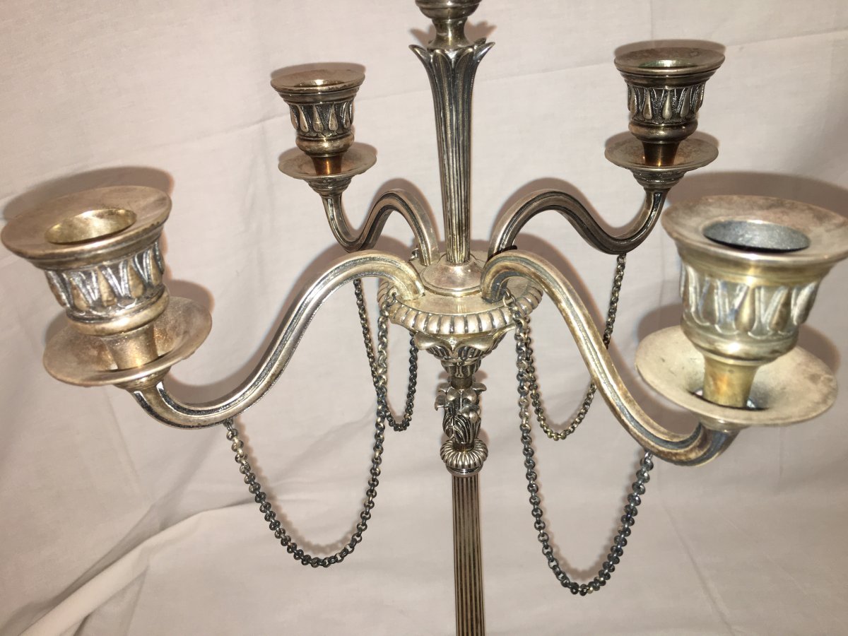 Candelabra Candlesticks In Silver Metal-photo-2