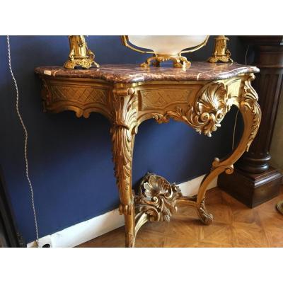 Wooden Console Gold Carved Lxv Style