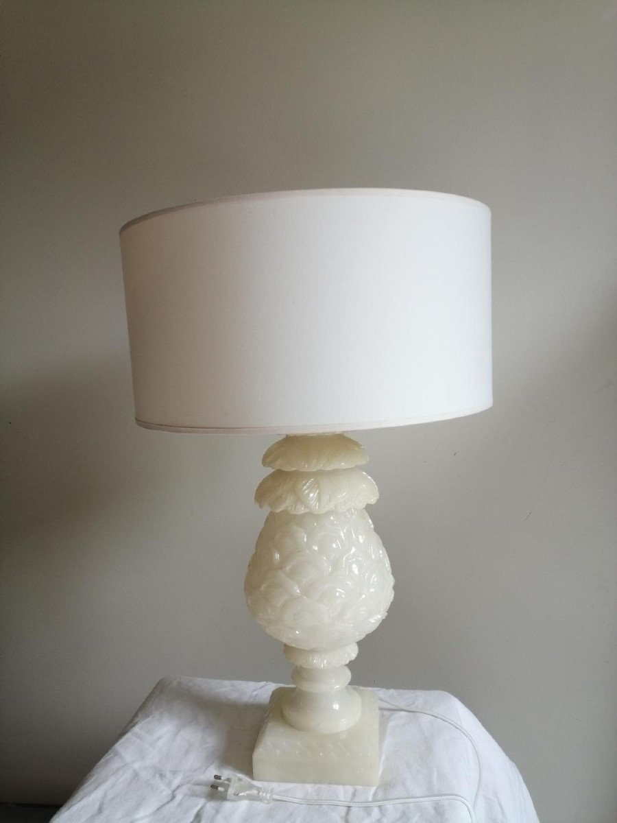 Pineapple Table Lamp In Alabaster, 1970s-photo-2