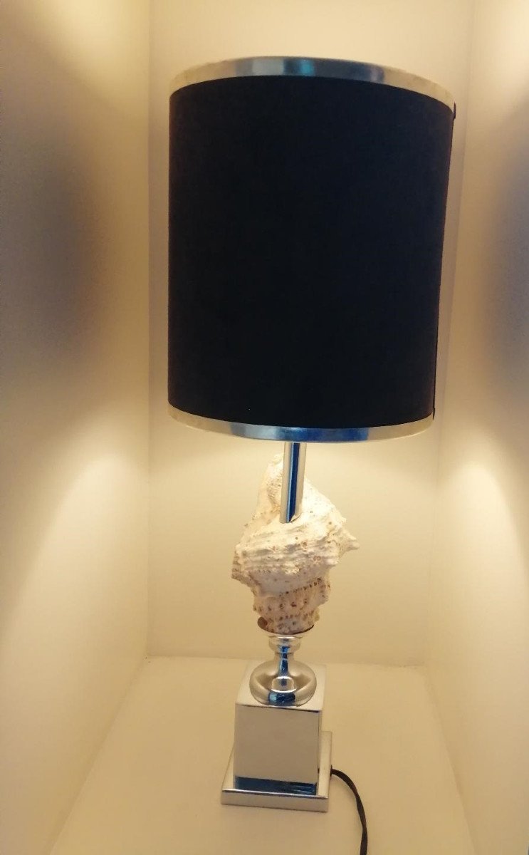 Real Seashell Table Lamp Years 60/70-photo-3