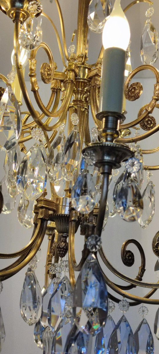 Exceptional Large Crystal And Bronze Chandelier 12 Arms Of Light-photo-1