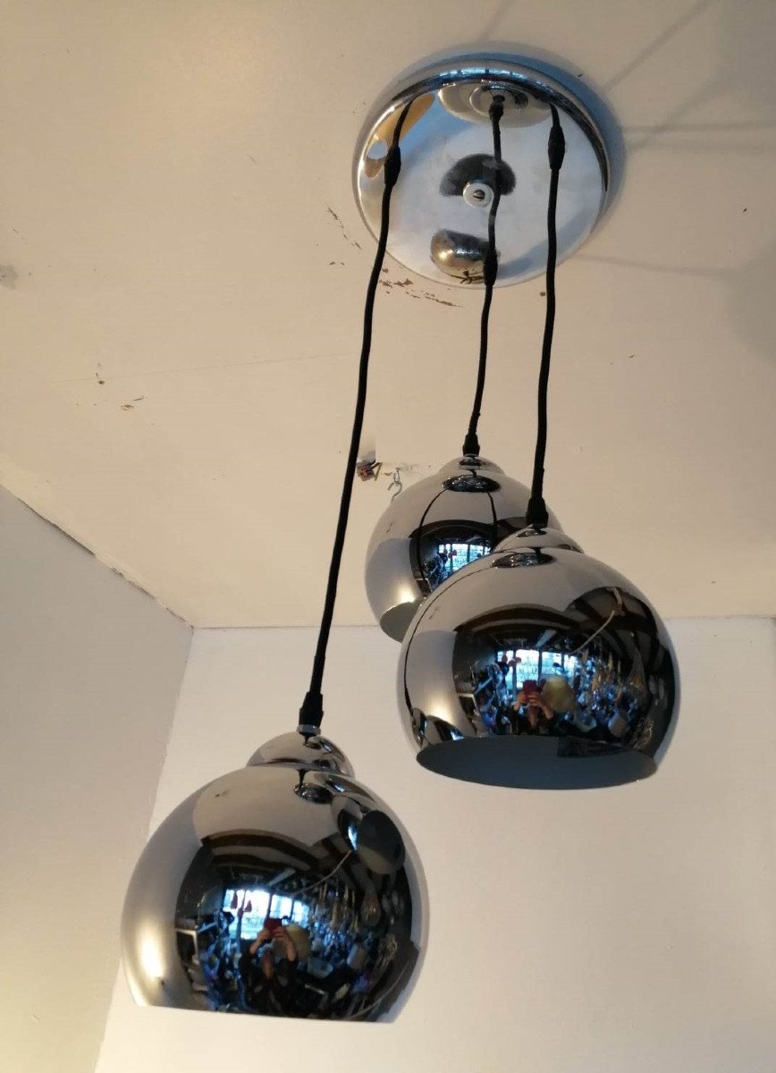 Suspension Space Art 3 Chrome Balls 80s-photo-2