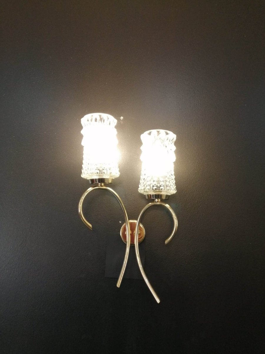 Pair Of 1950s Sconces In Golden Metal-photo-2