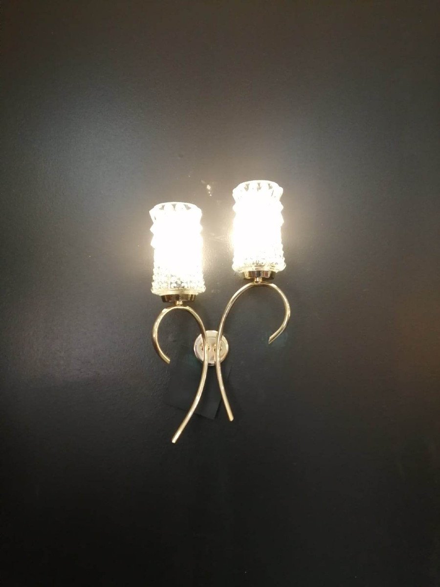 Pair Of 1950s Sconces In Golden Metal-photo-3